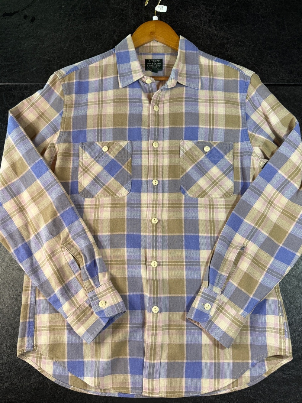 J. Crew Men's Lavender, Tan & Blue Plaid Button-Down Shirt